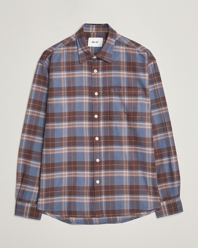 Herre | Flannelskjorter | NN07 | Deon Brushed Flannel Checked Shirt Brown/Blue