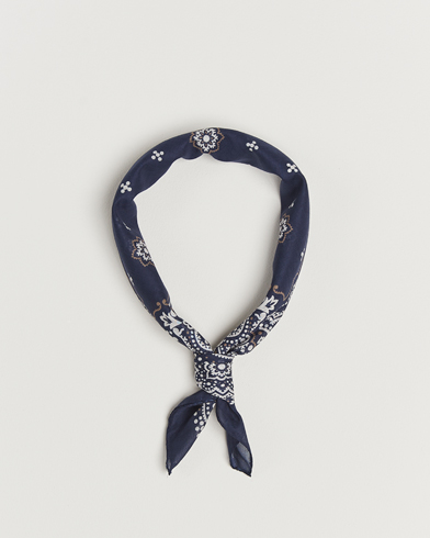 Herre | Tørklæde | Amanda Christensen | Cotton Voilé Printed Flower Bandana Navy