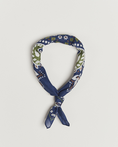 Herre | Tørklæde | Amanda Christensen | Cotton Voilé Printed Flower Bandana Navy