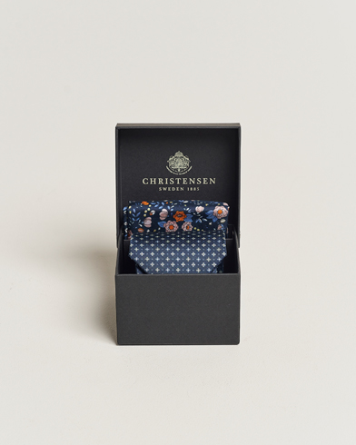 Herre | Mørkt tøj | Amanda Christensen | Box Set Silk 8cm Tie and Twill Pocket Square Navy