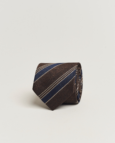 Herre | Jakkesæt | Amanda Christensen | Cotton/Wool/Silk 8cm Regimental Stripe Tie Brown/Navy