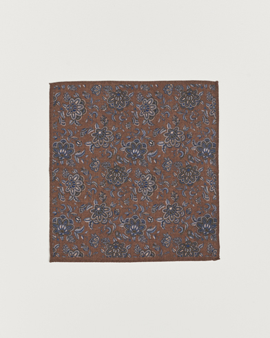 Herre | Lommeklude | Amanda Christensen | Wool Flannel Large Flower Pocket Square Brown
