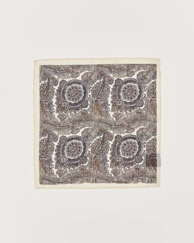Herre | Lommeklude | Amanda Christensen | Wool Printed Large Paisley Pocket Square White