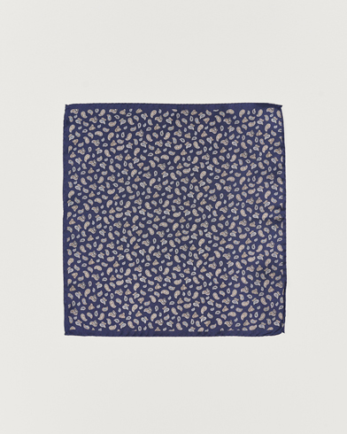 Herre | Lommeklude | Amanda Christensen | Silk Oxford Printed Paisley Pocket Square Navy