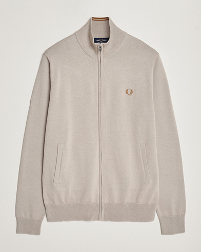 Herre | Fred Perry | Fred Perry | Knitted Zip Through Jacket Dark Oatmeal