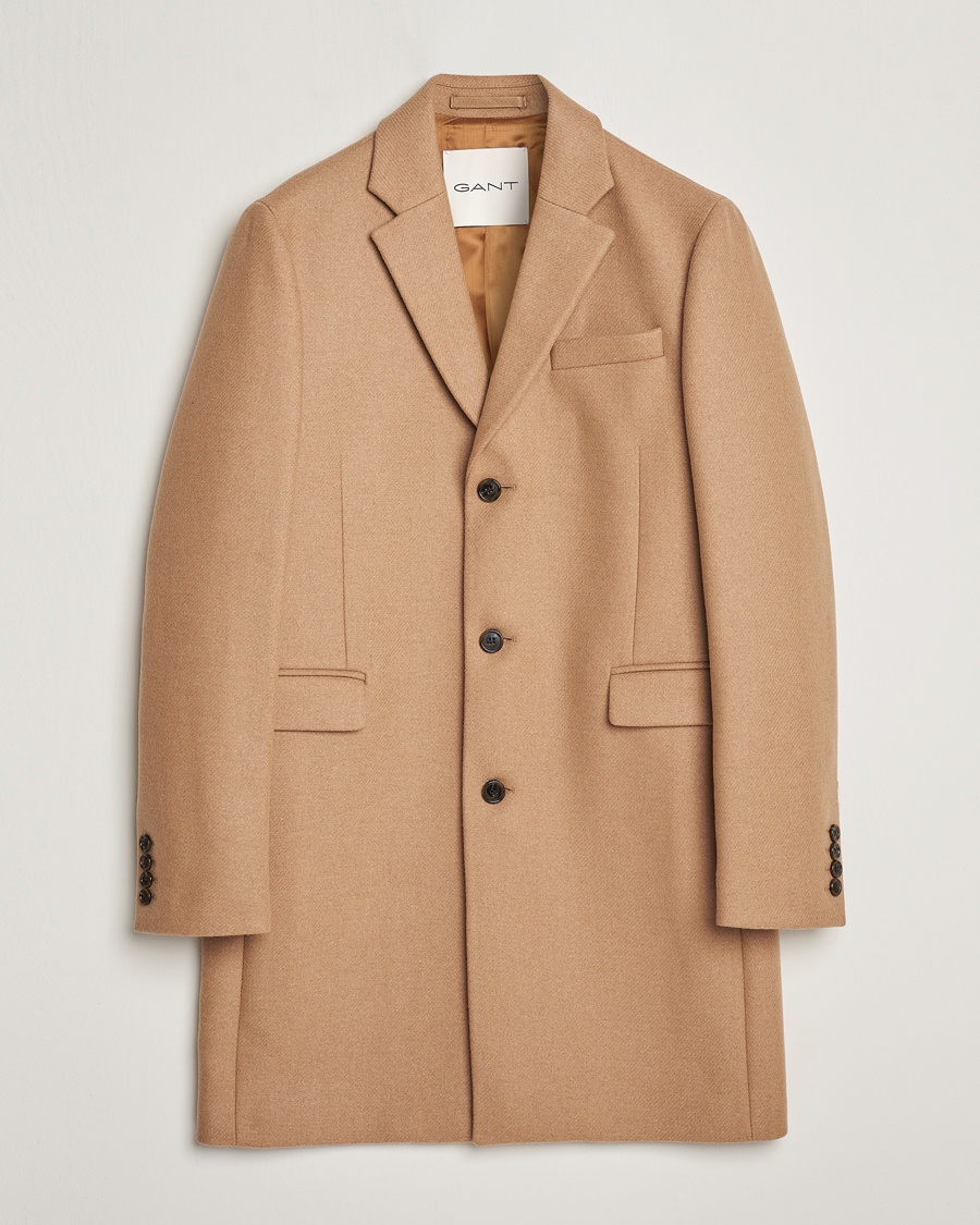 Herre | GANT | GANT | Tailored Wool Coat Mustard Beige