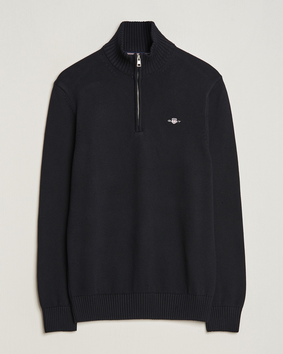 Gant Cotton Half Zip Black – Sort
