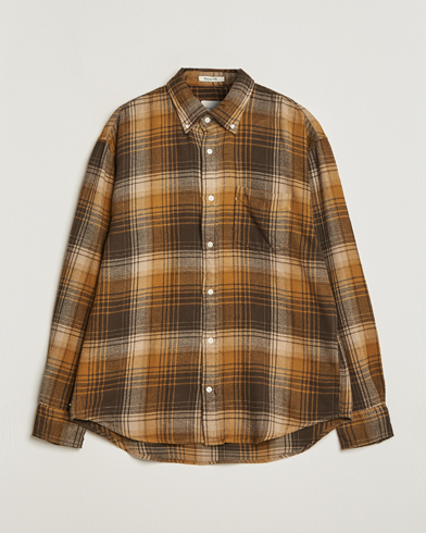 Herre | Flannelskjorter | GANT | Relaxed Fit Heavy Flannel Checked Shirt Woody Brown