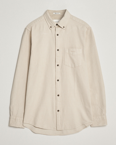 Herre | Flannelskjorter | GANT | Regular Fit Herringbone Flannel Shirt Cold Beige