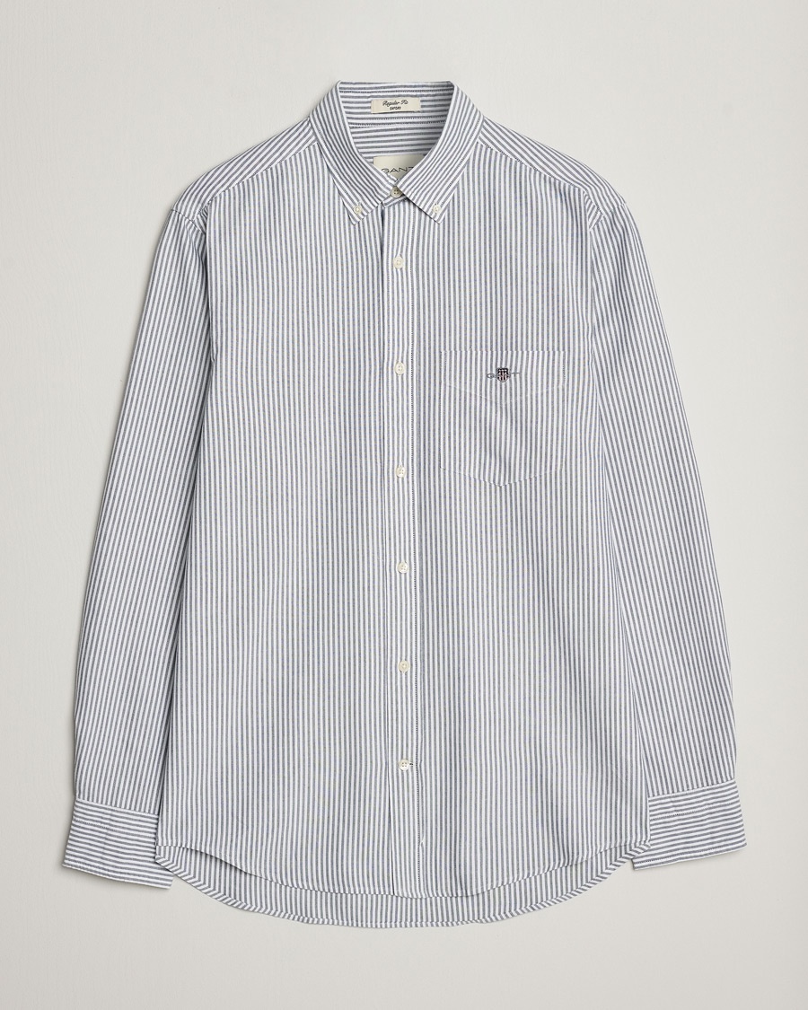  GANT Regular Fit Striped Oxford Shirt Persien Blue – Hvid