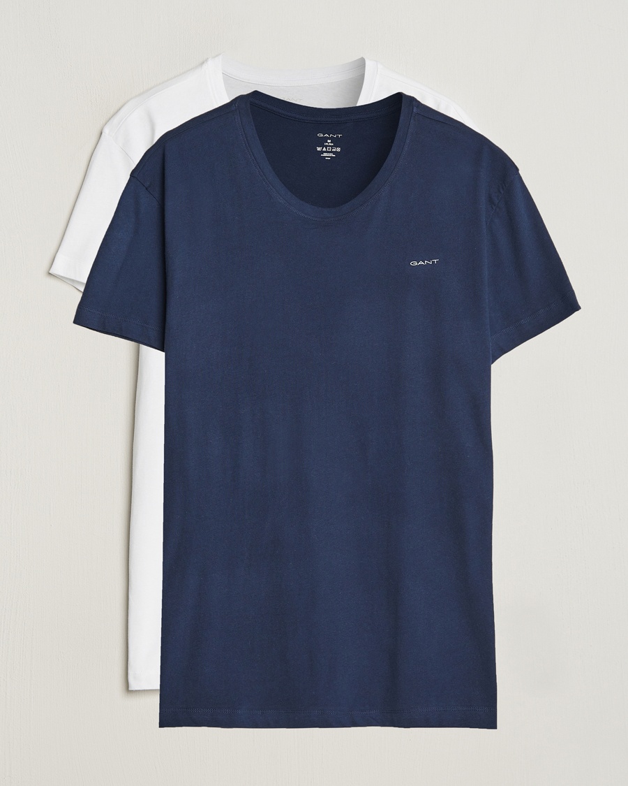 Herre | Afdelinger | GANT | 2-Pack Crew Neck T-Shirt Navy/White