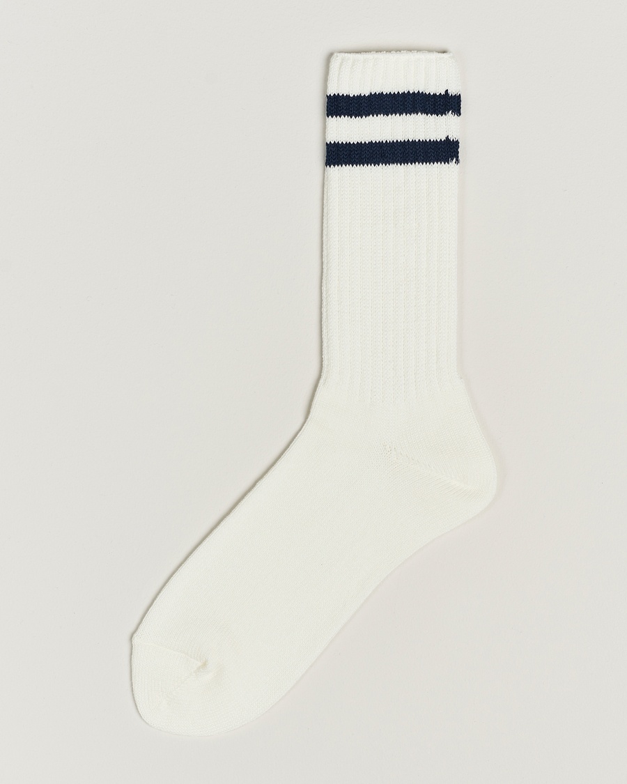 BEAMS PLUSSchool Boy SocksWhite/Navy – Hvid