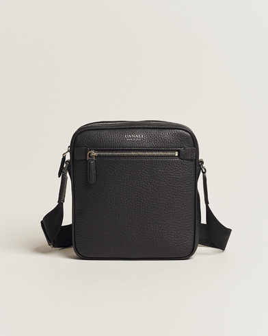 Herre | Tasker | Canali | Grain Leather Shoulder Bag Black