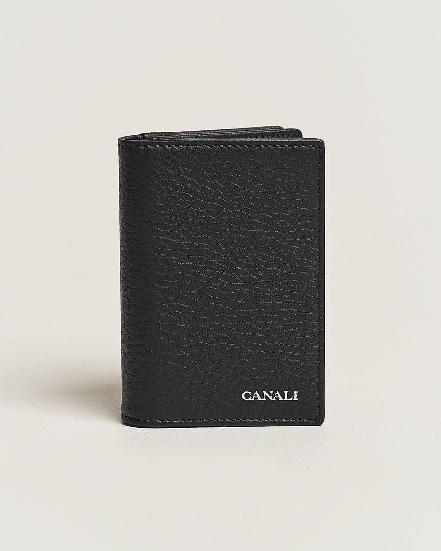 Canali Grain Leather Billfold Black – Sort