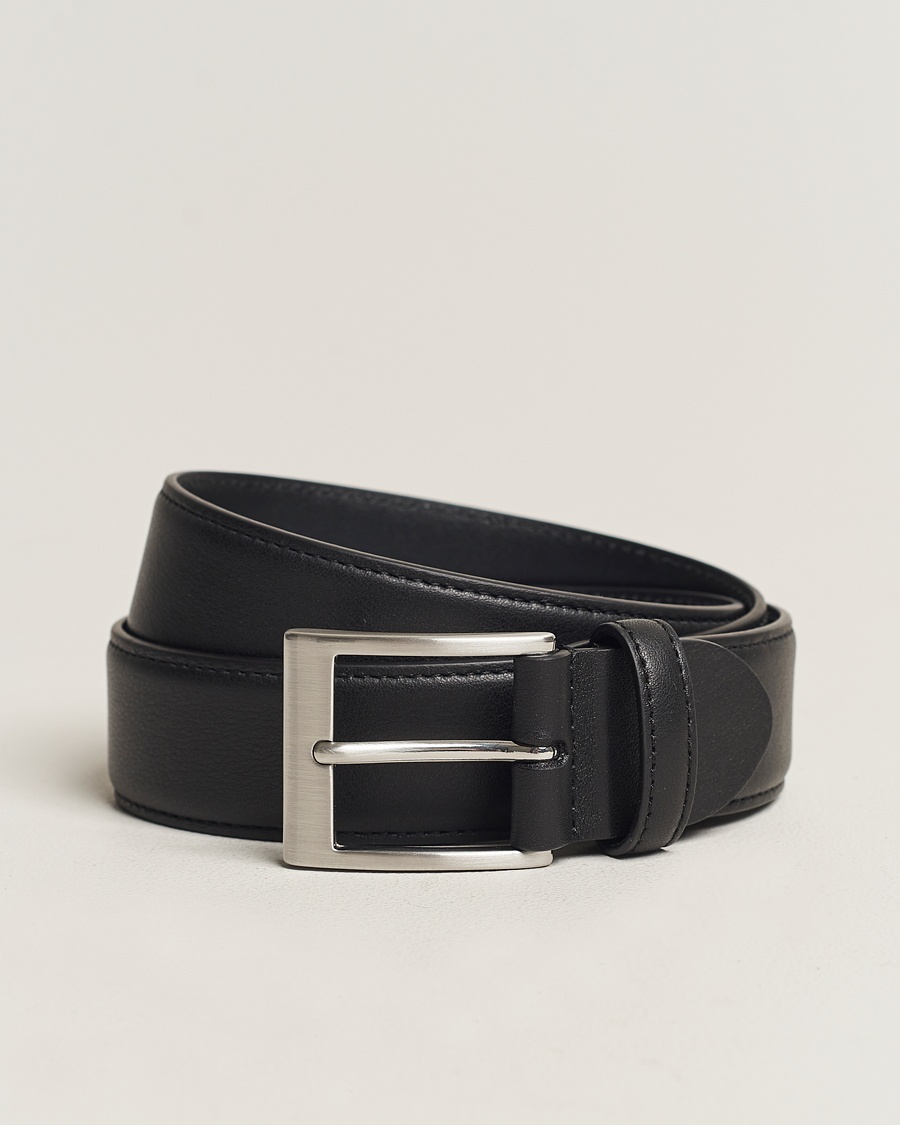 Canali Classic Leather Belt Black Calf – Sort