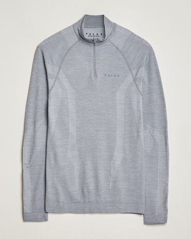 Herre | Undertøj | Falke Sport | Falke Long Sleeve Wool Tech half Zip Shirt Grey Heather