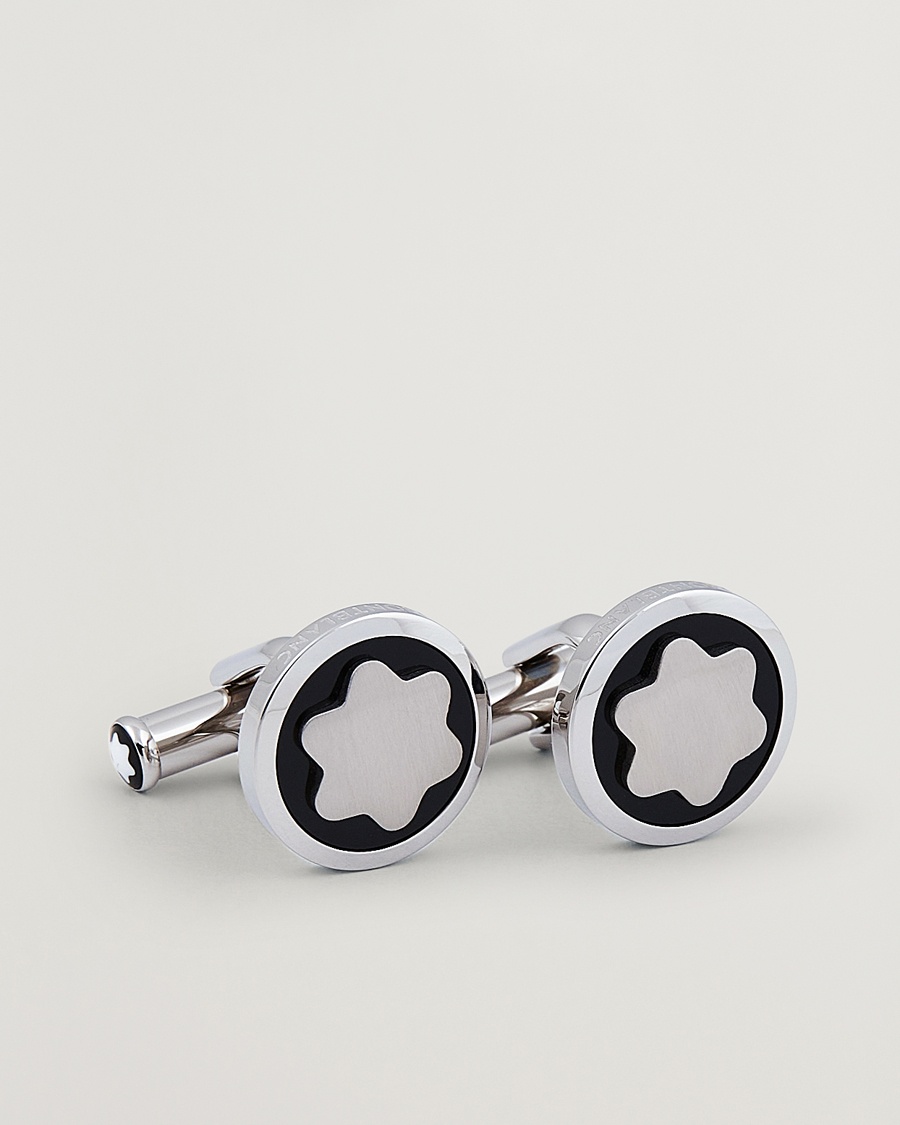 Montblanc Cufflinks Steel Snowcap Onyx – Sølv