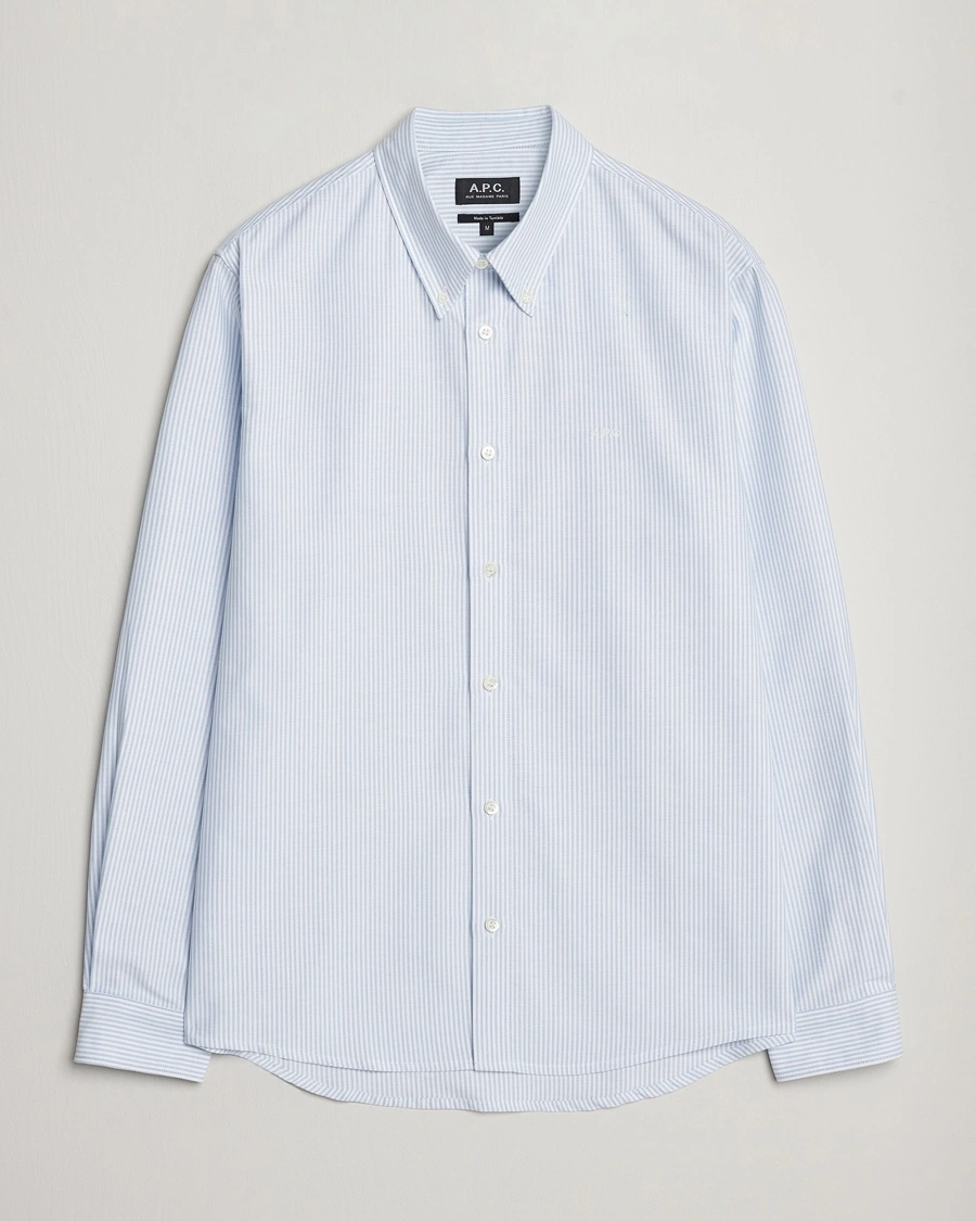 A.P.C. Greg Striped Oxford Shirt Blue/White – Blå