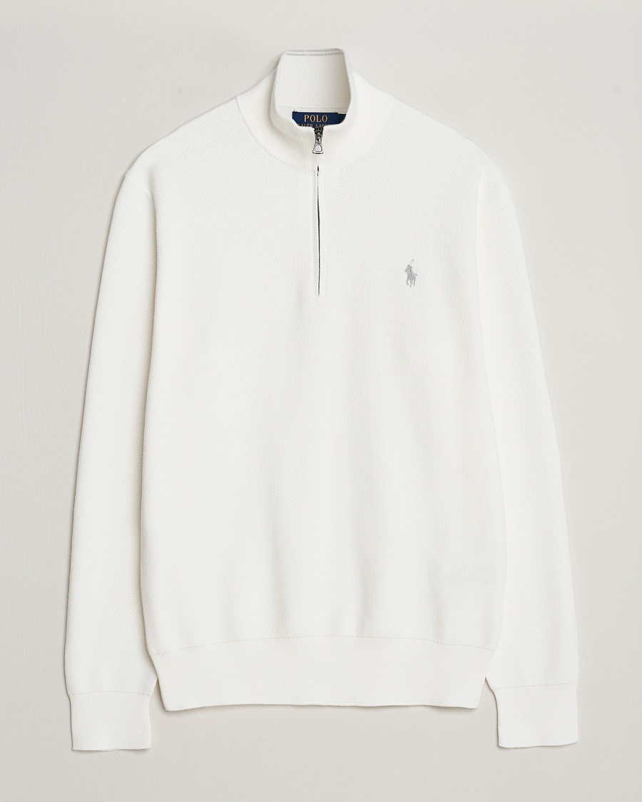 Polo Ralph Lauren Textured Half Zip Deckwash White – Hvid