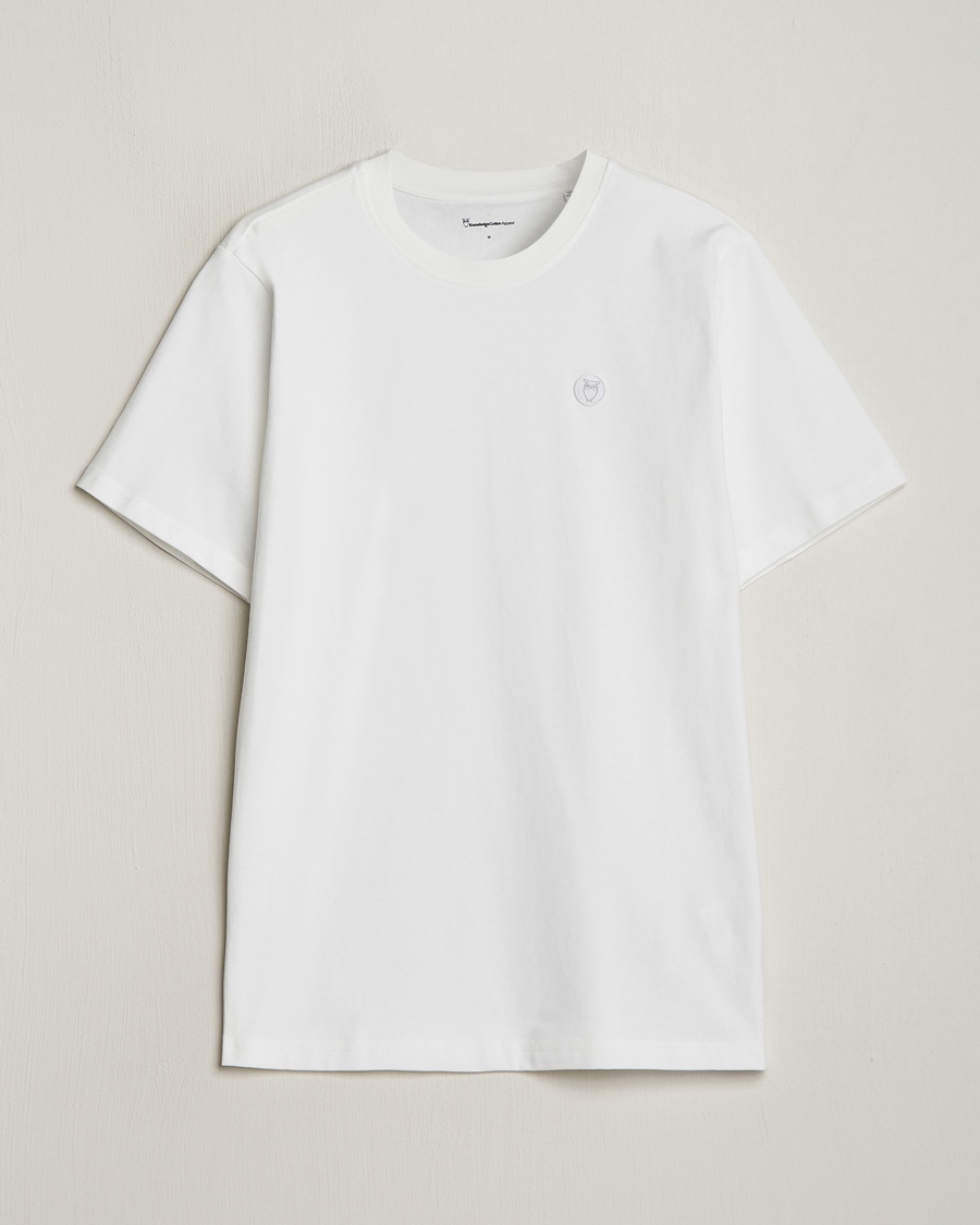KnowledgeCotton Apparel Loke Badge T-Shirt Bright White – Hvid