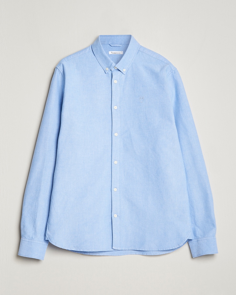 Herre | Skjorter | KnowledgeCotton Apparel | Harald Small Owl Regular Oxford Shirt Lapis Blue