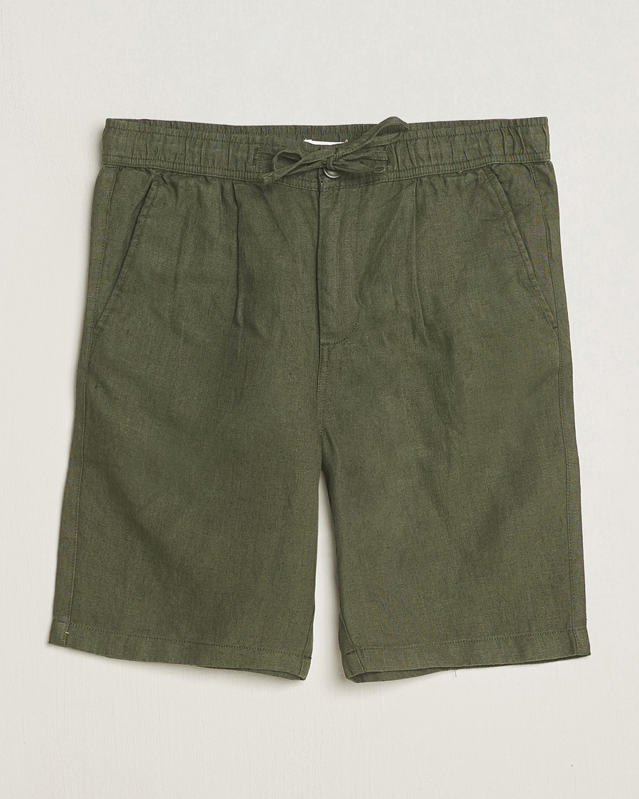 KnowledgeCotton Apparel Loose Linen Shorts Burnt Olive – Grøn