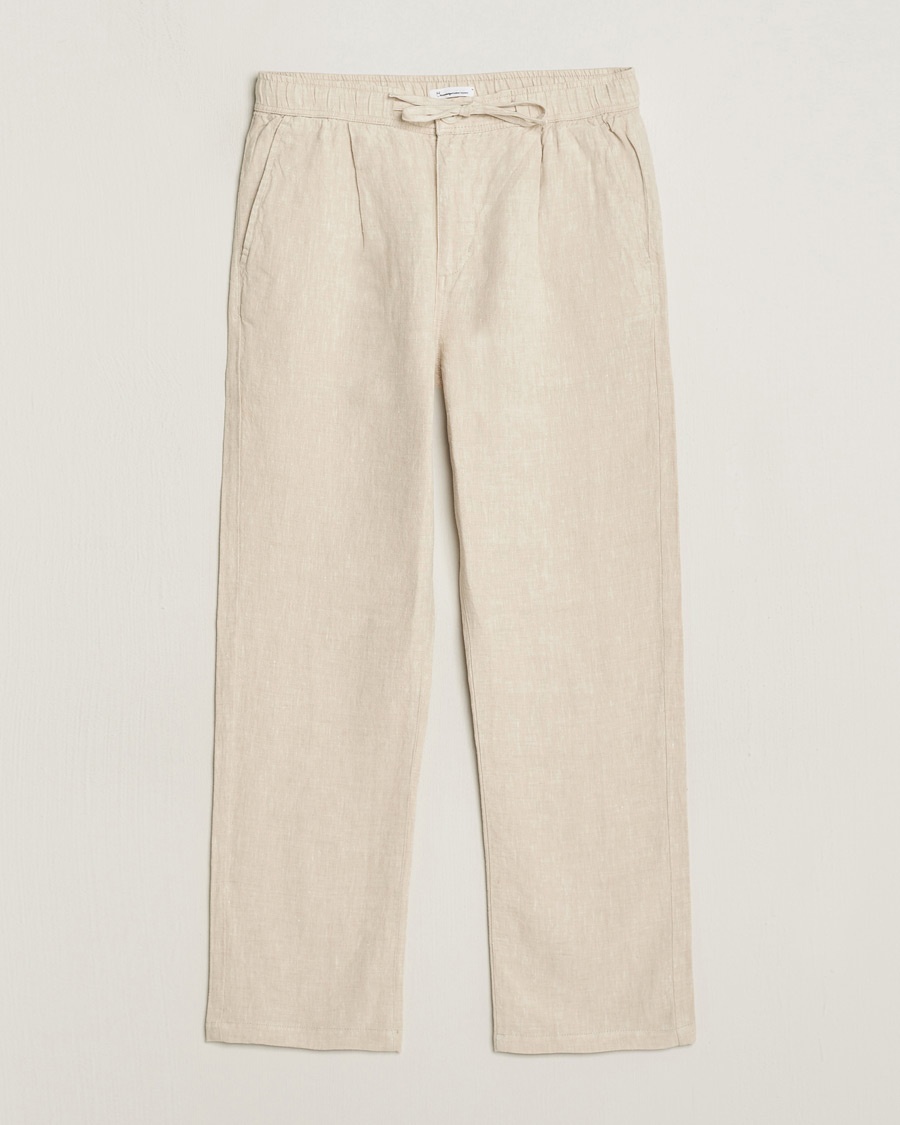 KnowledgeCotton Apparel Loose Linen Pants Light Feather Grey – Beige