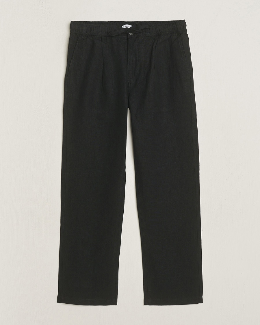 KnowledgeCotton Apparel Loose Linen Pants Black – Sort