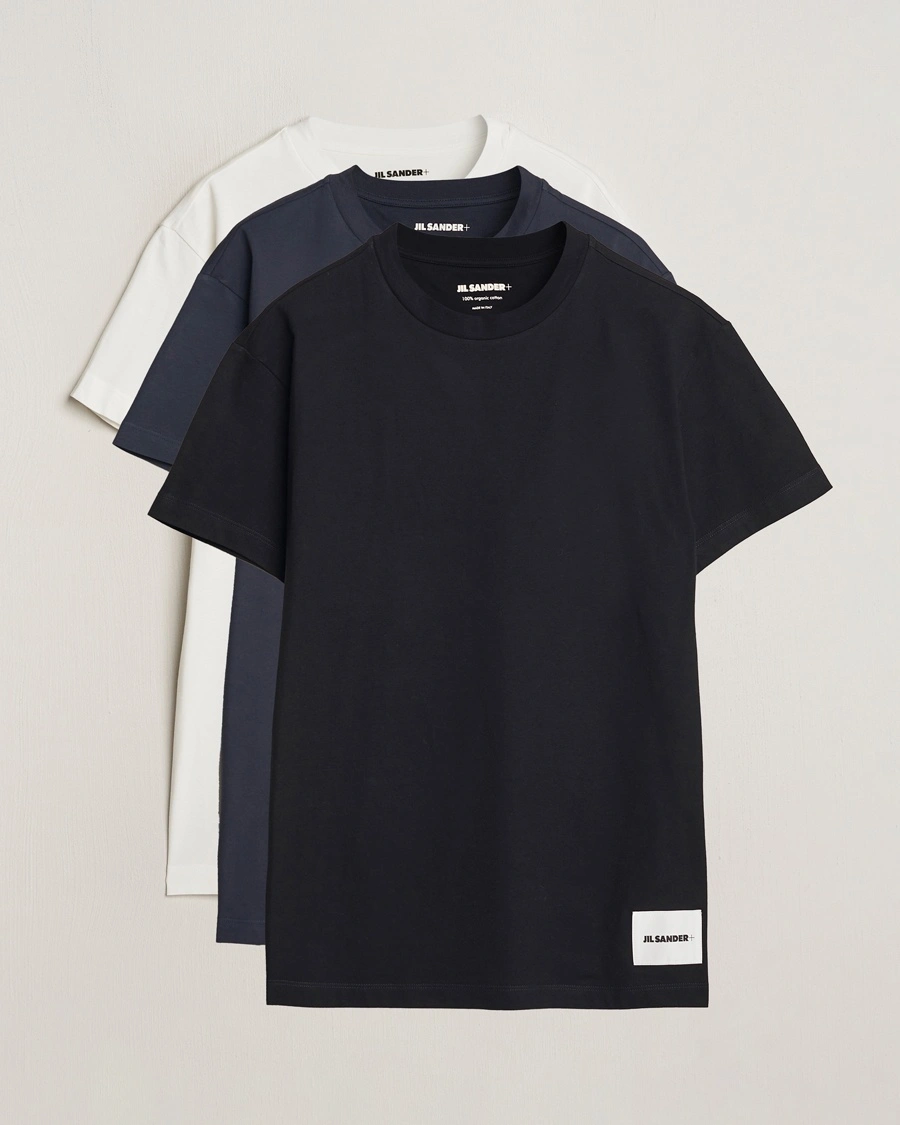 Jil Sander 3-Pack Short Sleeve T-Shirts White/Navy/Black – Blå