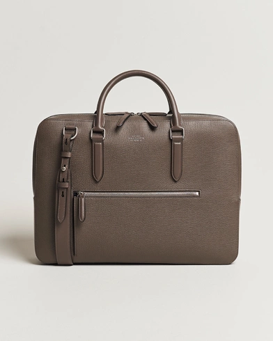 Herre |  | Smythson | Ludlow Large Briefcase with Zip Front Dark Taupe