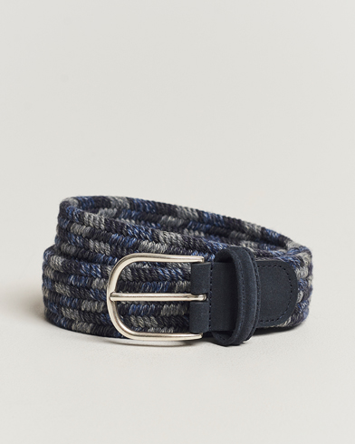 Herre | Italian Department | Anderson's | Braided Wool Belt Navy Multi