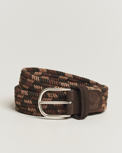Herre | Italian Department | Anderson's | Braided Wool Belt Dark Brown