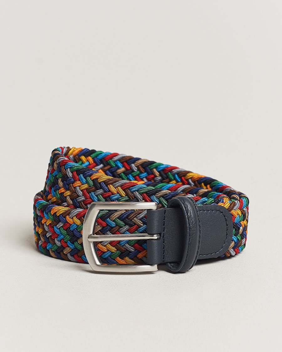 Anderson's Stretch Woven 3,5 cm Belt Dark Multi – Flerfarvet