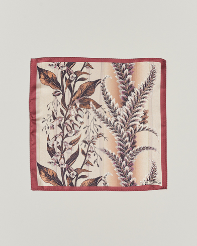 Herre | Etro | Etro | Printed Silk Pocket Square Beige/Burgundy