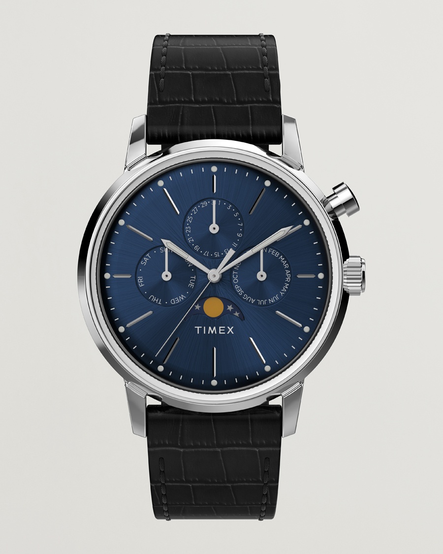Timex Marlin Moon Phase Quartz 40mm Blue Dial – Blå