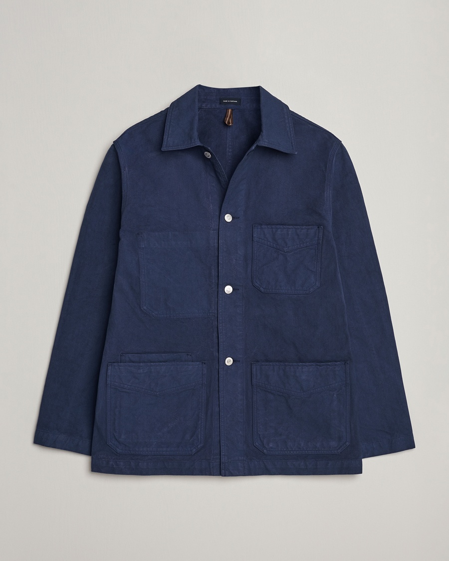 Drake's Duck Cotton Canvas Chore Jacket Navy – Blå