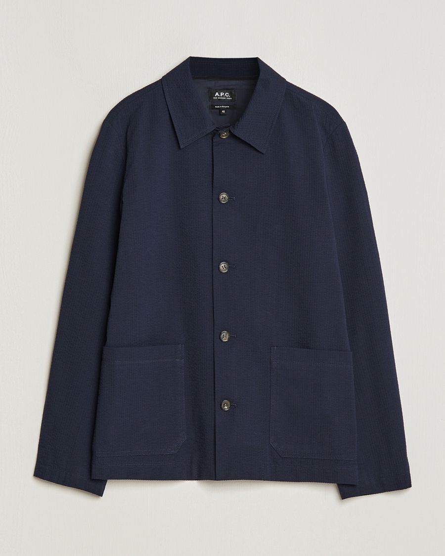 A.P.C. Brest Seersucker Overshirt Dark Navy – Blå