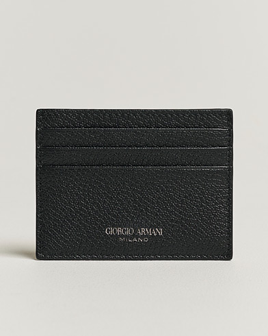 Herre | Giorgio Armani | Giorgio Armani | Grain Leather Card Holder Black Calf
