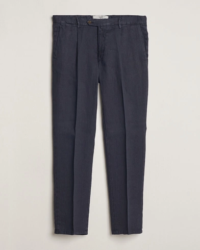  Pleated Linen Trousers Navy