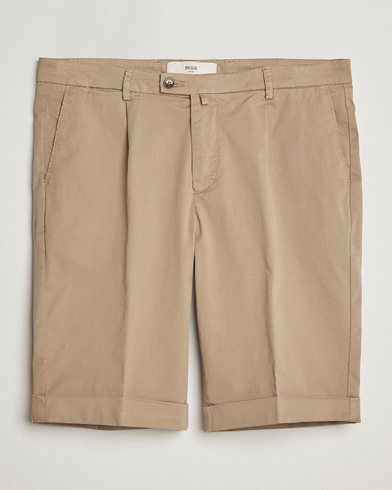  Pleated Cotton Shorts Taupe