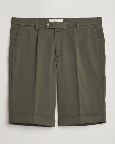  Pleated Cotton Shorts Olive