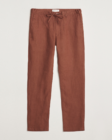  Relaxed Linen Drawstring Pants Cognac Brown