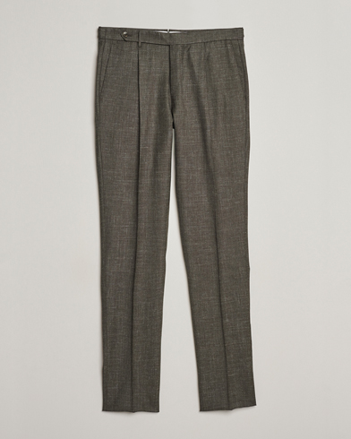  Gentleman Fit Wool/Silk Trousers Dark Brown