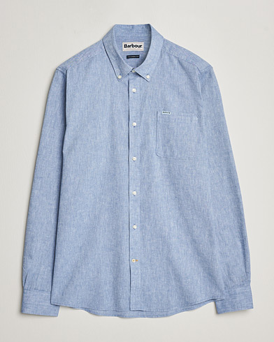  Nelson Linen/Cotton Button Down Shirt Blue