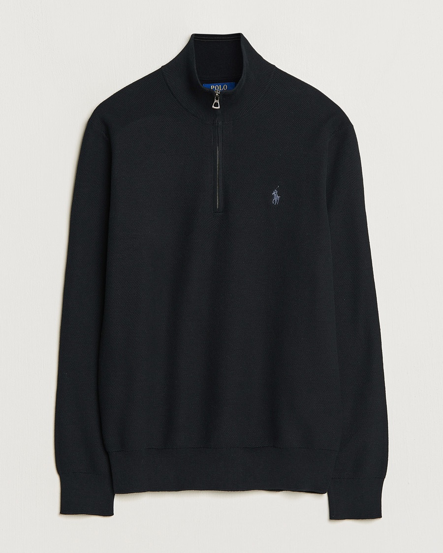 Polo Ralph Lauren Textured Half Zip Polo Black – Sort