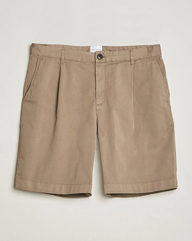 Herre |  | Sunspel | Pleated Stretch Cotton Twill Shorts Dark Stone