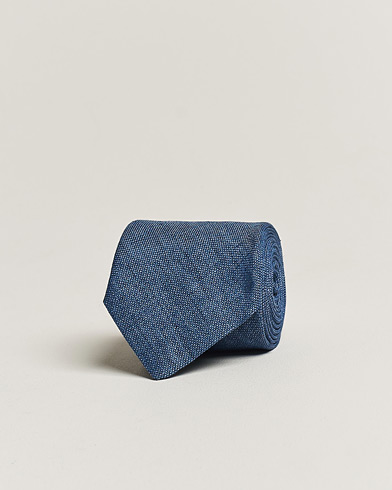  Hopsack Linen 8cm Tie Denim Blue