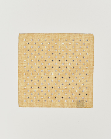  Linen Printed Flower Pocket Square Yellow