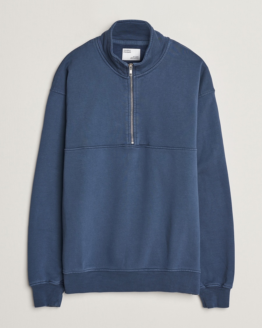 Colorful Standard Classic Organic Half-Zip Petrol Blue – Blå