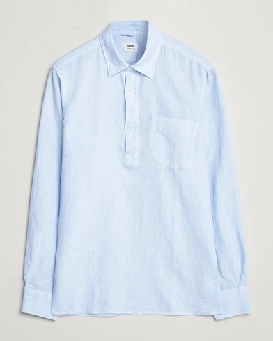  Linen Popover Shirt Light Blue